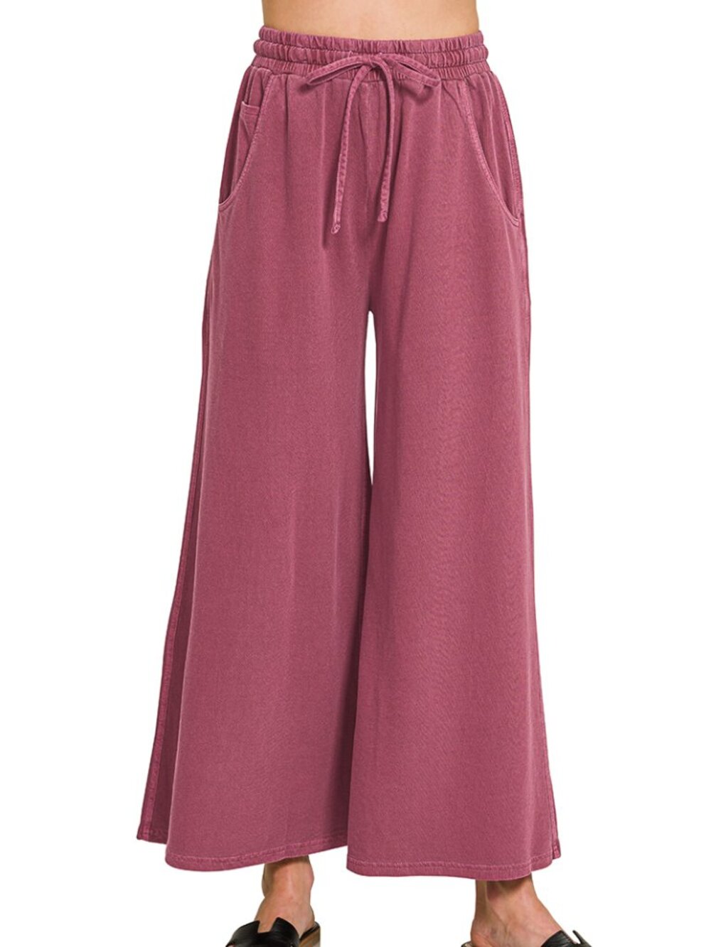 French Terry Pigment Dye & Enzyme Washed Pants in Cabernet